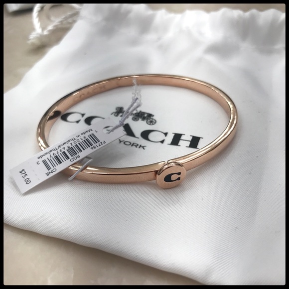 NWT Coach Signature Rose Gold Bangle Bracelet - Picture 2 of 8